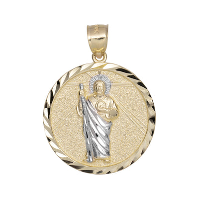 1 3/8" Diamond Cut St. Jude Medallion Pendant 10K Yellow Gold - bayamjewelry