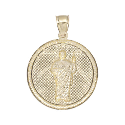 1 3/8" Diamond Cut St. Jude Medallion Pendant 10K Yellow Gold - bayamjewelry