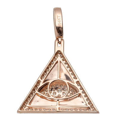 1 3/8" Egyptian Pyramid with Evil-Eye Diamond Pendant 1.17ct 14K Rose Gold - bayamjewelry
