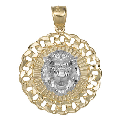1 3/8" Lion Head Medallion Pendant 10K Yellow Gold - bayamjewelry