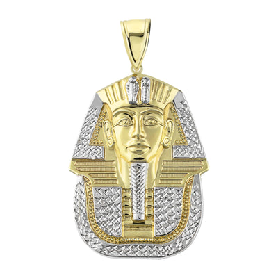 1 3/8" Pharaoh Egyptian King Diamond Cut Pendant 10K Yellow Gold - bayamjewelry