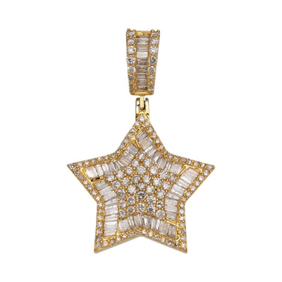 1 3/8" Star Diamond Pendant 1.75ct 14K Yellow Gold - bayamjewelry
