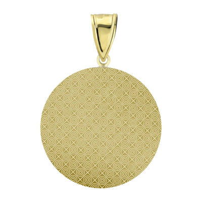 1.5" Crown Diamond Cut Round Medallion Pendant 10K Yellow Gold - bayamjewelry