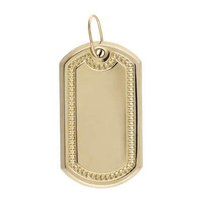 1.5" Dog Tag Plain Charm Pendant Genuine 10K Yellow Gold - bayamjewelry
