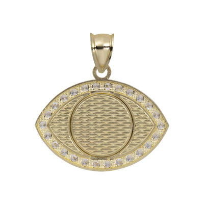 1" CZ Evil Eye Charm Pendant Solid 10K Yellow Gold - bayamjewelry