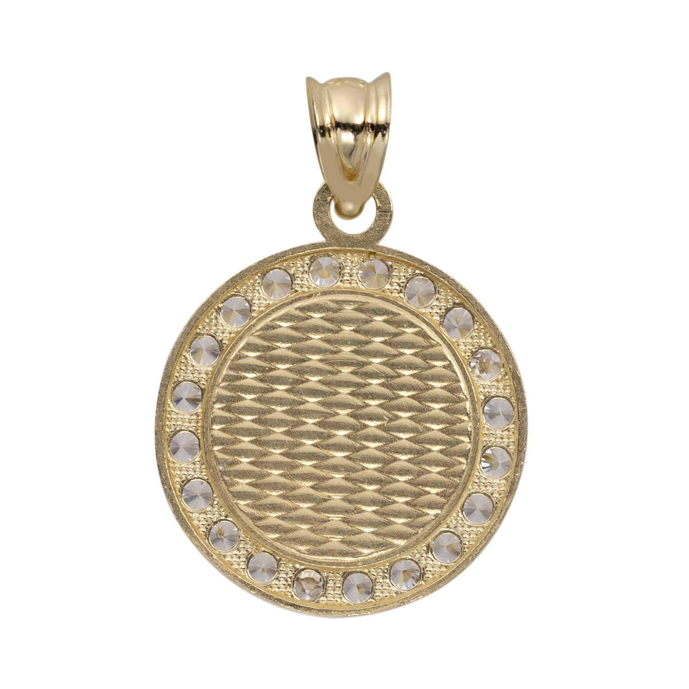 1" CZ Round Evil Eye Charm Pendant Solid 10K Yellow Gold - bayamjewelry