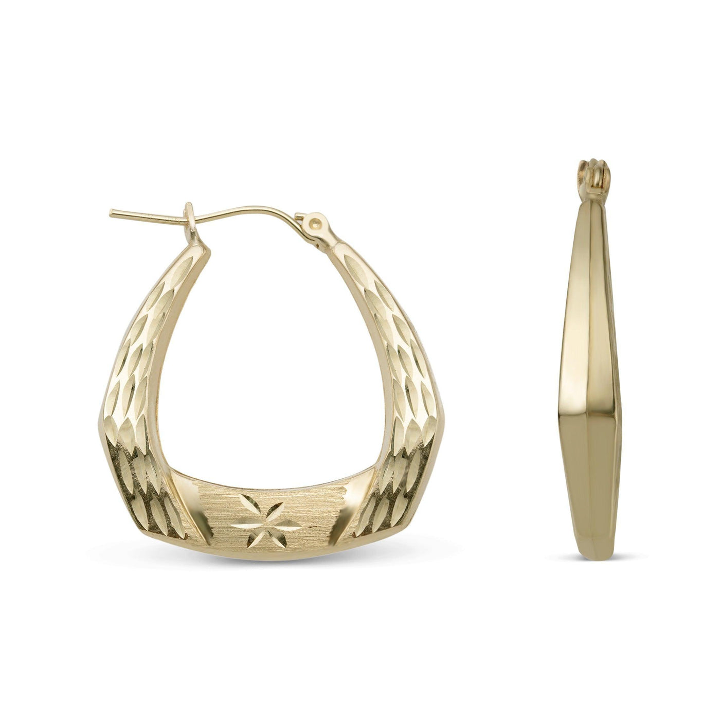 1" Diamond-Cut Hoop Earrings 10K Yellow Gold - bayamjewelry