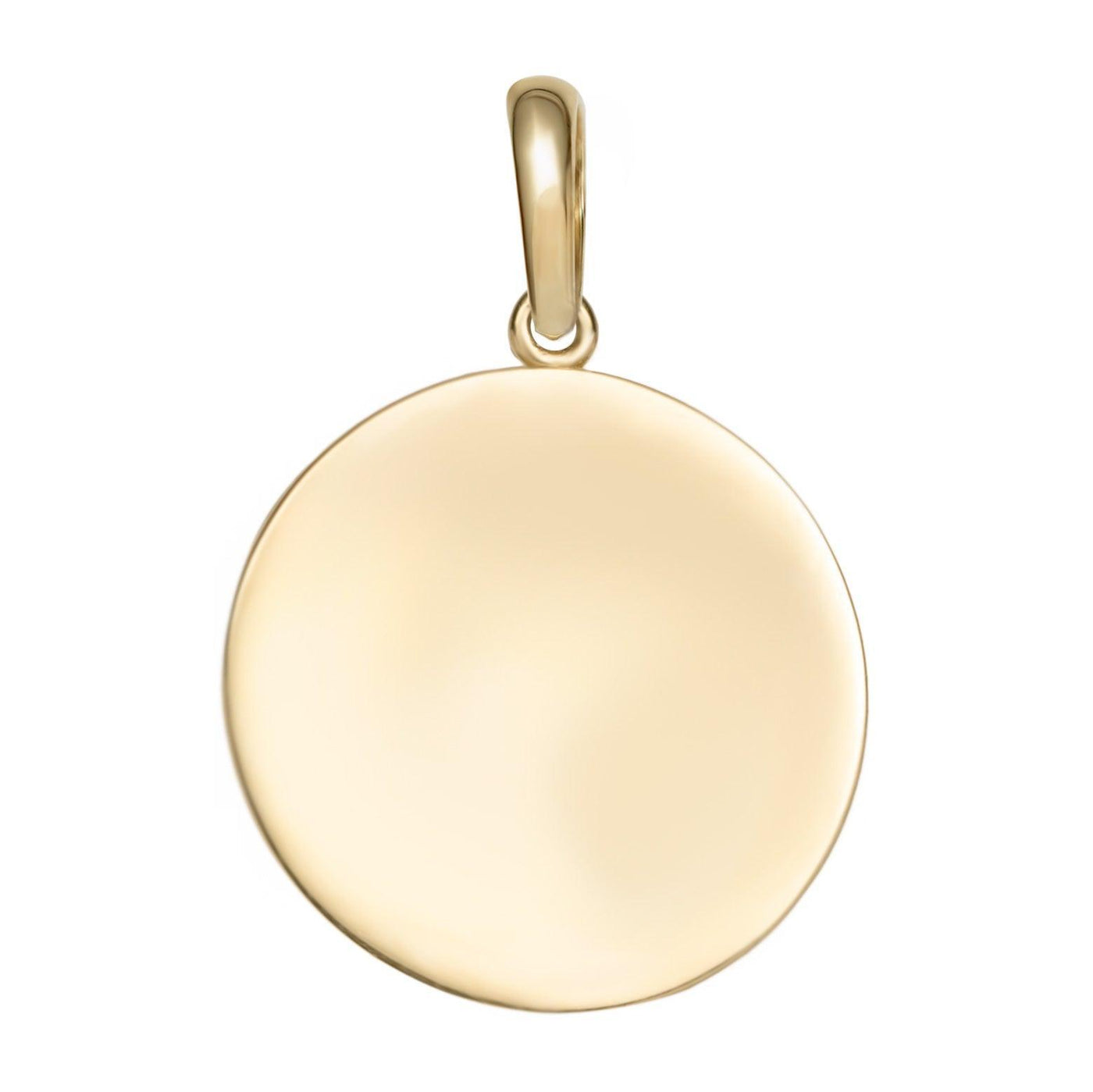 1" Plain Round Dog Tag CZ Pendant 10K Yellow Gold - bayamjewelry