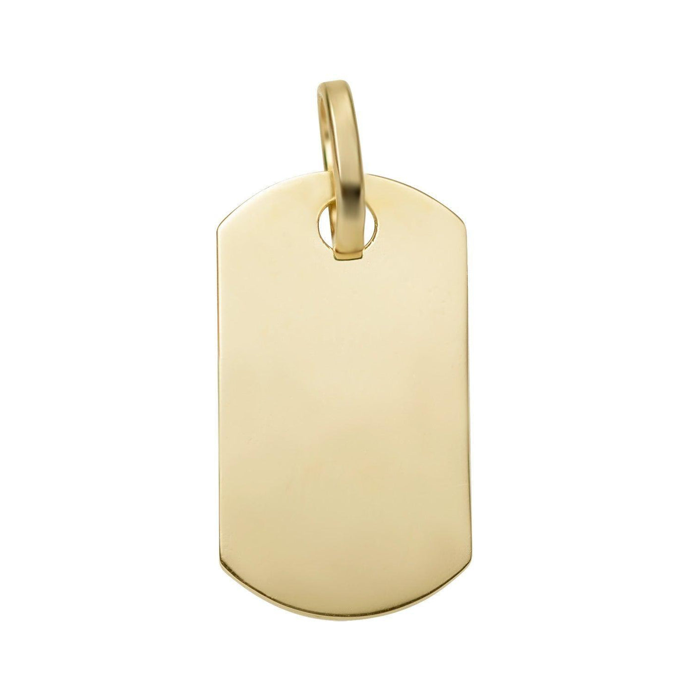 1" Polished Dog Tag Pendant Solid 10K Yellow Gold - bayamjewelry