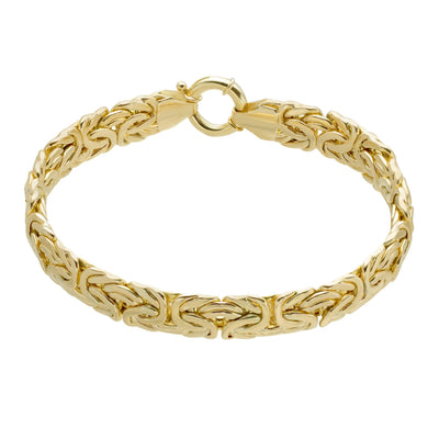 10mm Classic Byzantine Chain Link Bracelet Senora Clasp 10K Yellow Gold - bayamjewelry