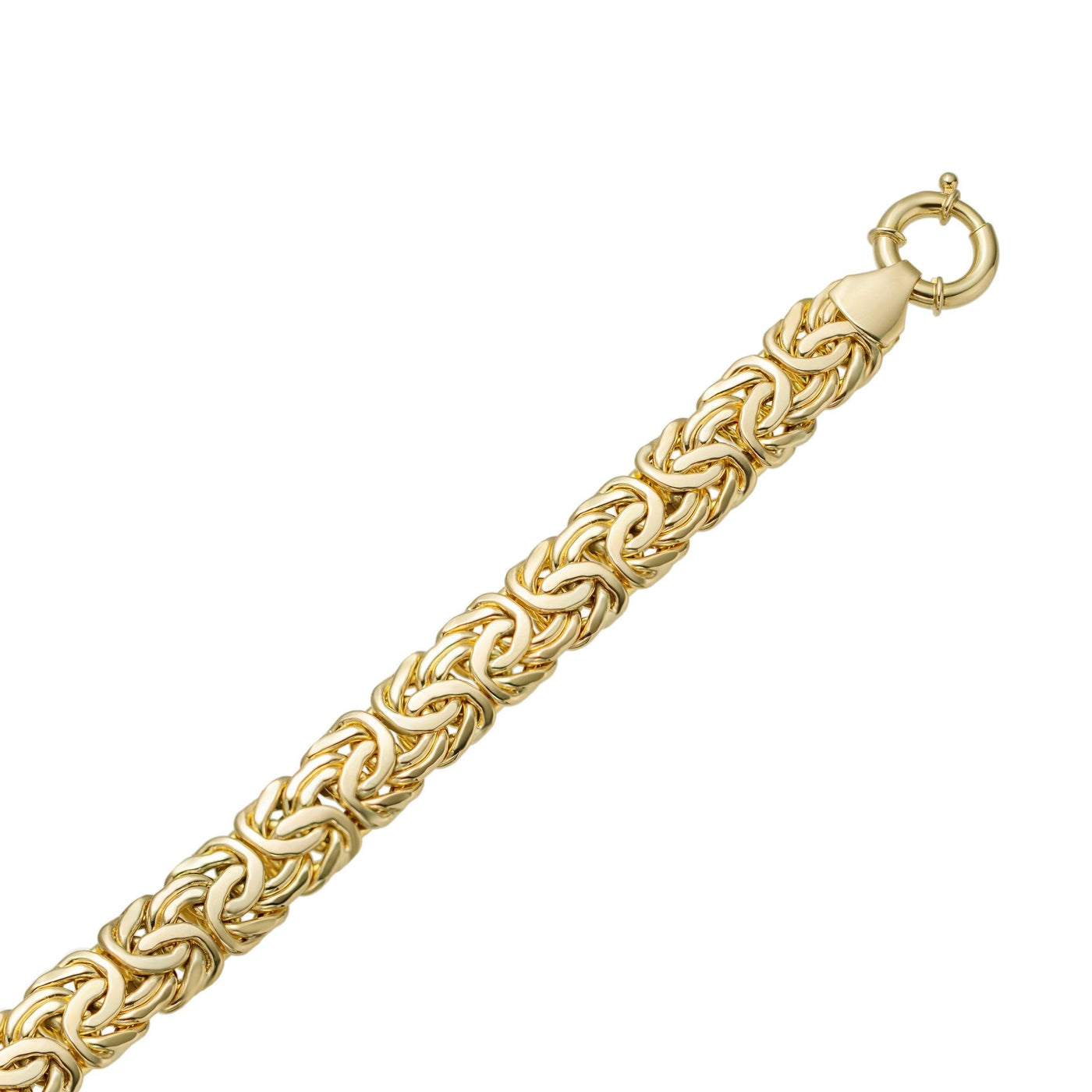 10mm Classic Byzantine Chain Link Bracelet Senora Clasp 10K Yellow Gold - bayamjewelry