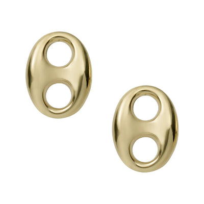 1/2" Puffed Gucci Link Stud Earrings 10K Yellow Gold - bayamjewelry