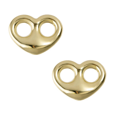 1/2" Puffed Heart Stud Earrings 10K Yellow Gold - bayamjewelry
