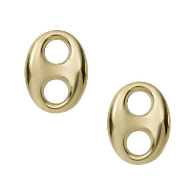 1/2" Women's Puffed Gucci Link Stud Earrings 10K Yellow Gold - bayamjewelry