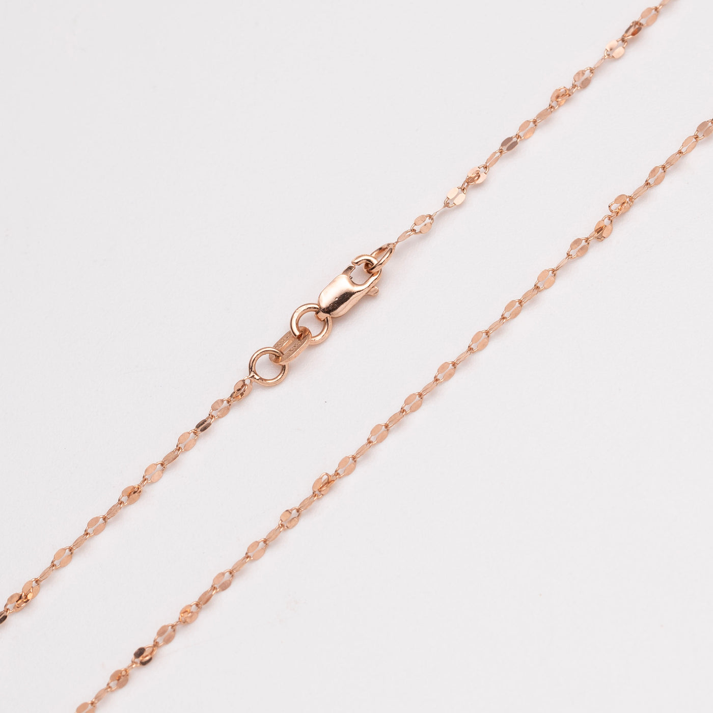 1.4mm Mirror Rolo Chain Necklace 14K Rose Gold