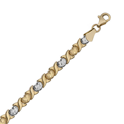Diamond-Cut Hearts & Kisses Stampato Necklace 10K Yellow White Gold