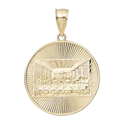 Last Supper Medallion Pendant Solid 10K Yellow Gold