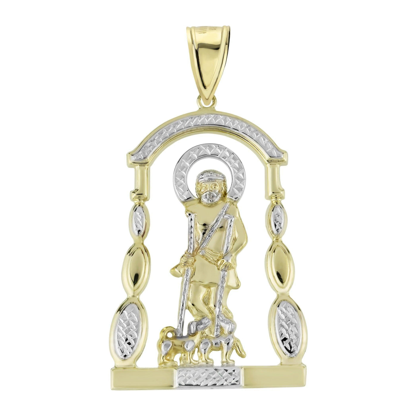 2 1/2" Diamond Cut Saint Lazarus Pendant 10K Yellow Gold - bayamjewelry
