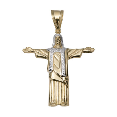 2 1/2" Jesus Christ Christ the Redeemer Pendant 10K Yellow Gold - bayamjewelry