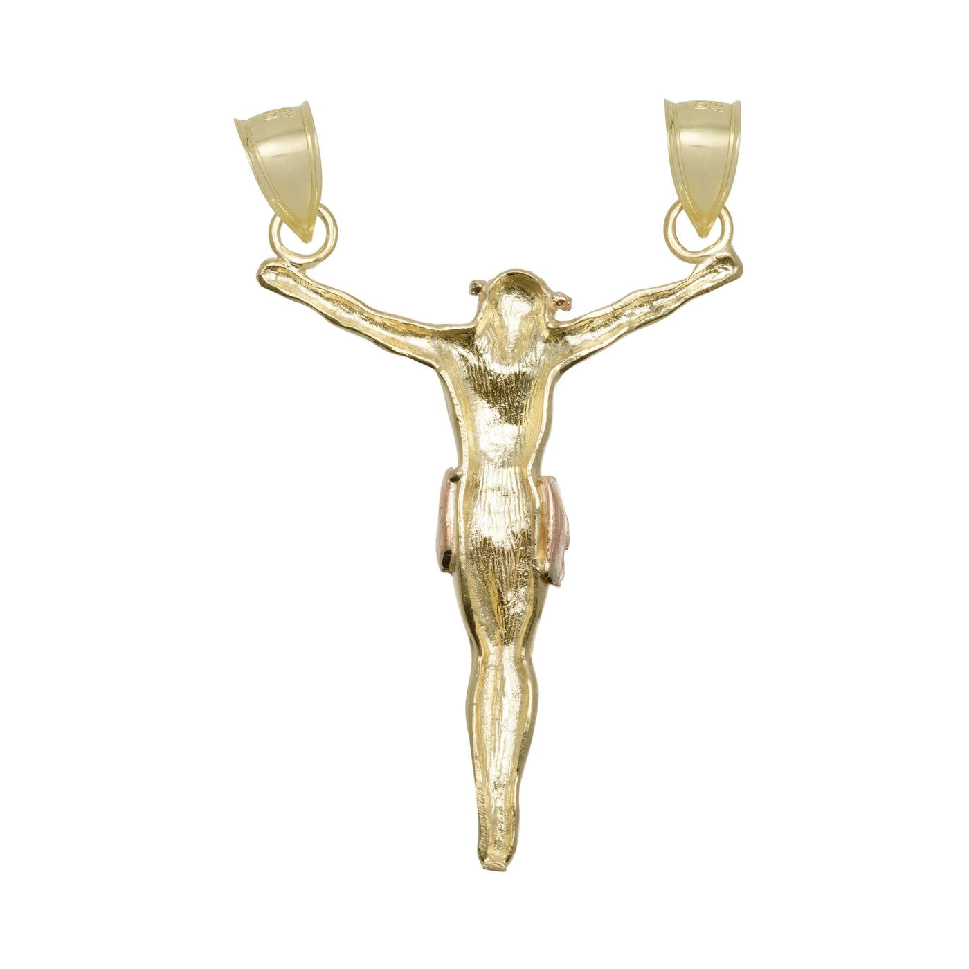 2 1/2" Textured Jesus Crucifix Pendant Solid 10K Yellow Rose Gold - bayamjewelry