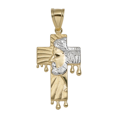 2 1/4" 3D Jesus Cross Drop Pendant 10K Yellow Gold - bayamjewelry