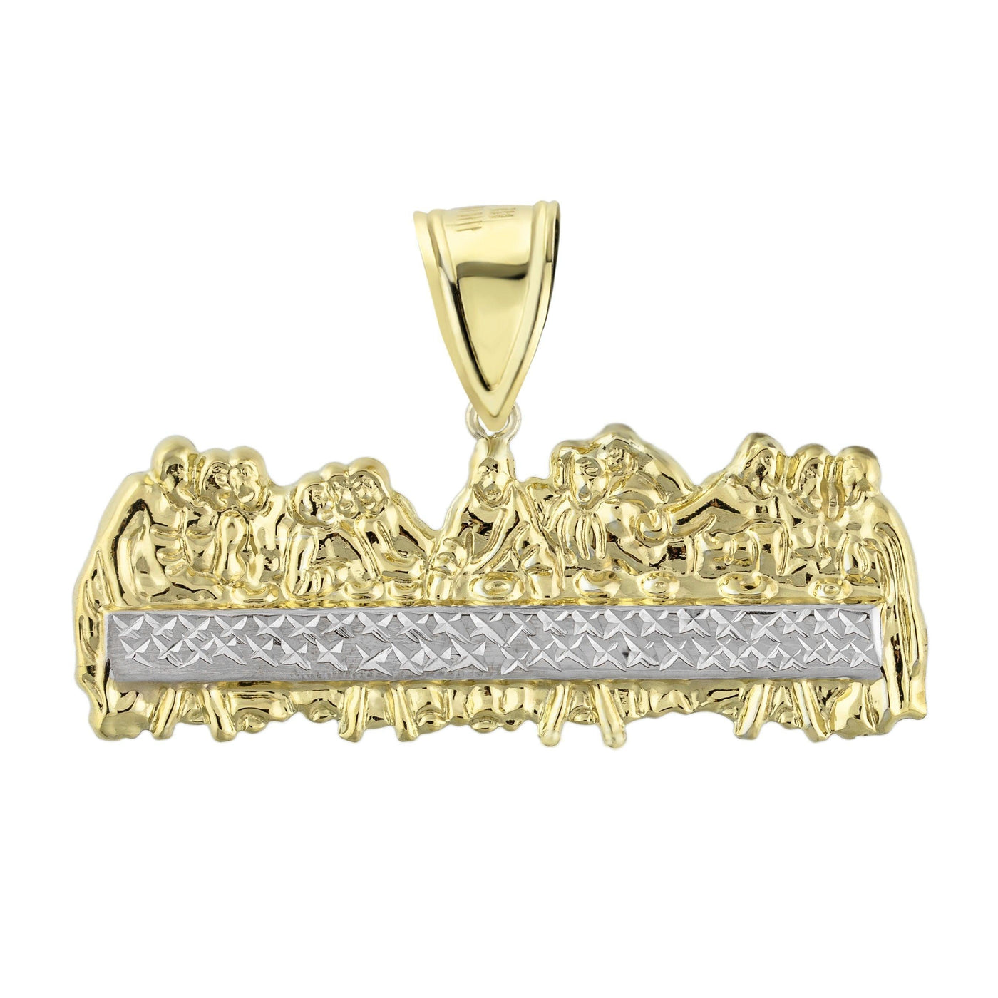 2 1/4" HUGE Apostles Last Supper Pendant Diamond Cut 10K Yellow Gold - bayamjewelry