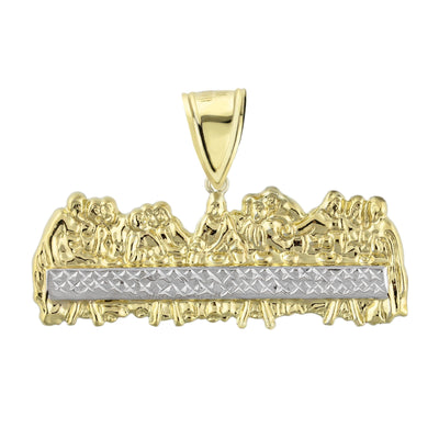 2 1/4" HUGE Apostles Last Supper Pendant Diamond Cut 10K Yellow Gold - bayamjewelry