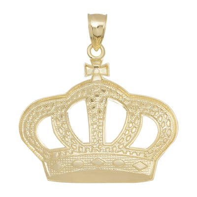 2 1/4" Nugget Crown Pendant 10K Solid Yellow Gold - bayamjewelry