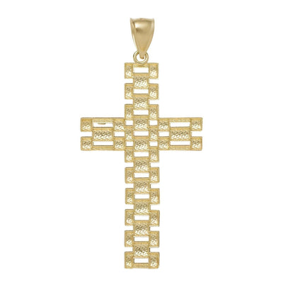 2 1/4" Rlx Railroad Style Cross Pendant 10K Yellow Gold - bayamjewelry