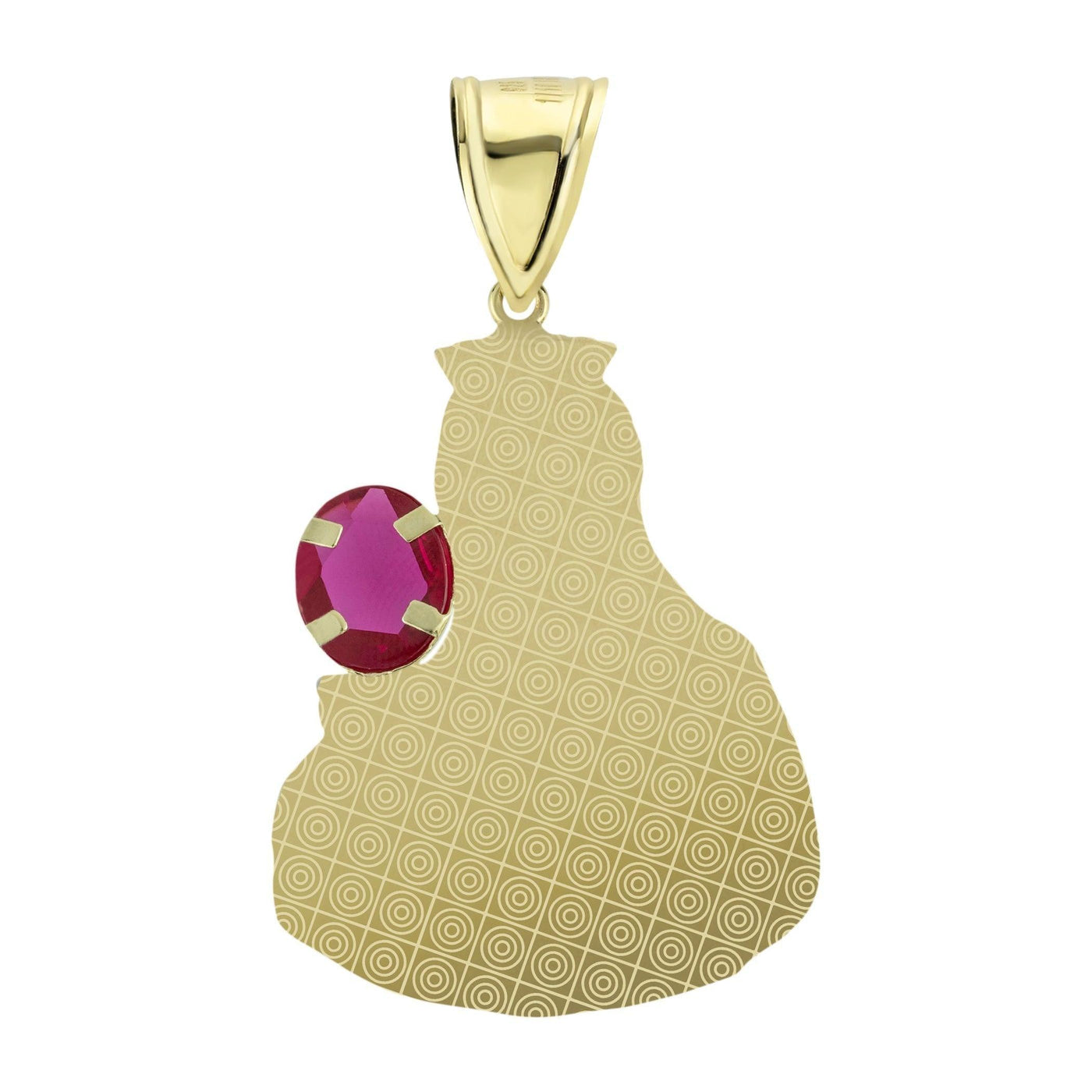 2 1/4" Saint Barbara Diamond Cut Ruby Pendant 10K Yellow Gold - bayamjewelry