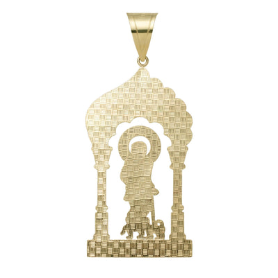 2 1/4" Saint Lazarus Textured Open Charm Pendant 10K Yellow Gold - bayamjewelry
