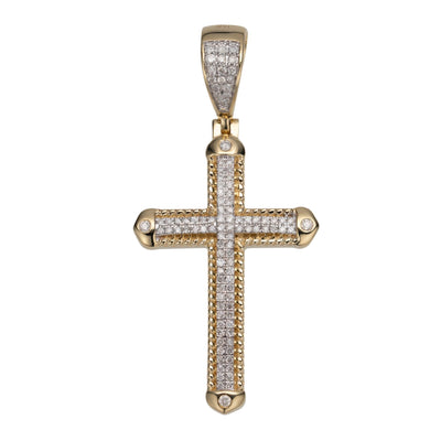2 1/8" Cross Diamond Pendant 0.78ct 14K Yellow Gold - bayamjewelry
