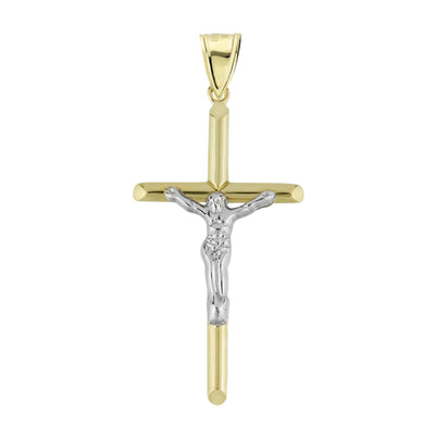 2.25" Jesus Christ Crucifix Cross Pendant Charm 10K Yellow Gold - bayamjewelry