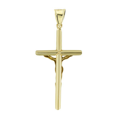 2.25" Jesus Christ Crucifix Cross Pendant Charm 10K Yellow Gold - bayamjewelry