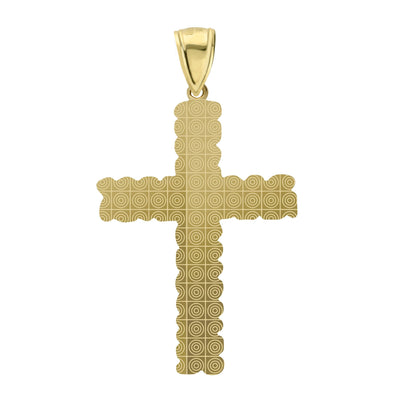 2 3/4" Big Nugget Textured Cross Crucifix Pendant 10K Yellow Gold - bayamjewelry