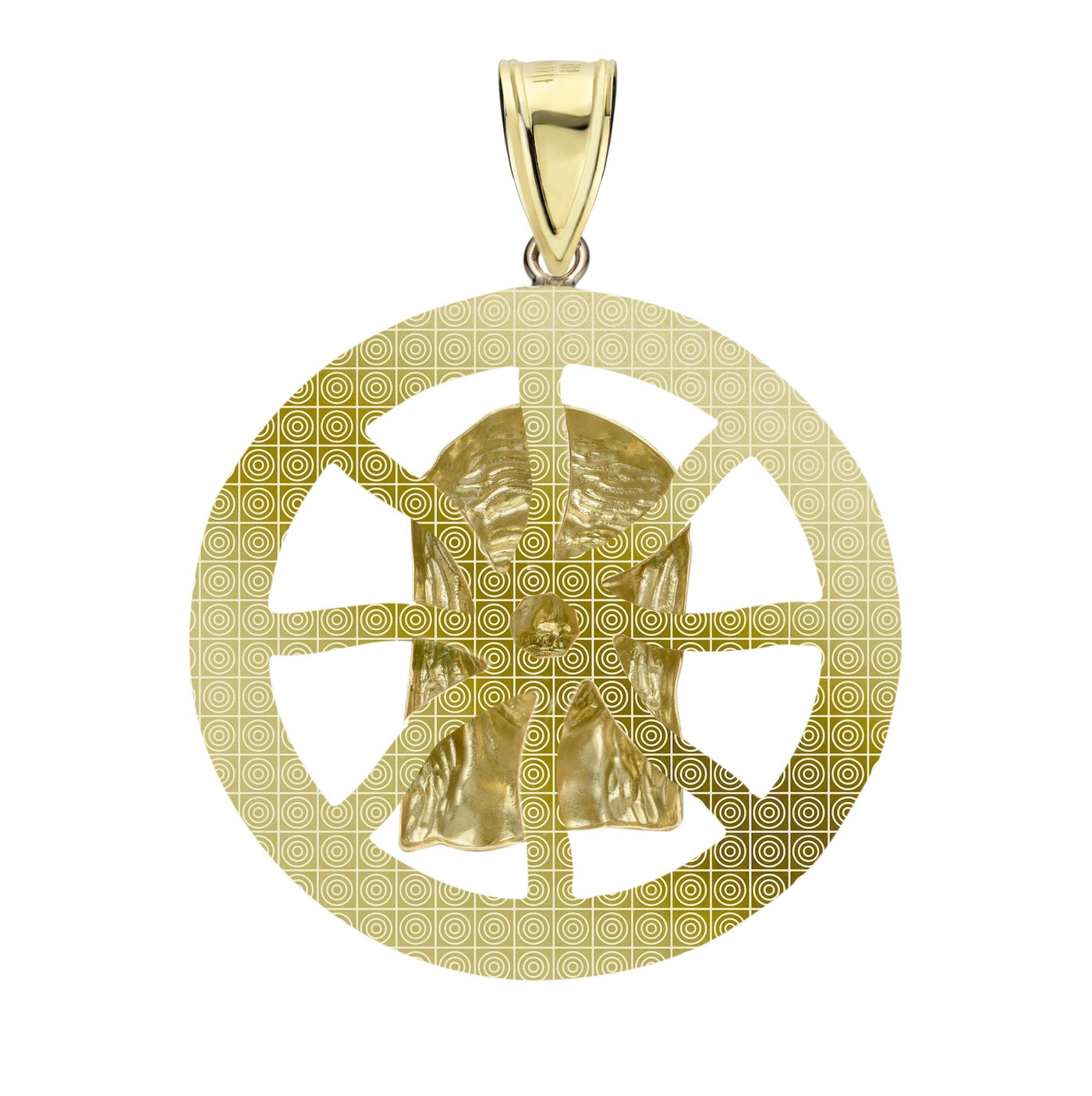 2 3/8" Jesus Head Medallion Nugget Charm Pendant 10K Yellow Gold - bayamjewelry