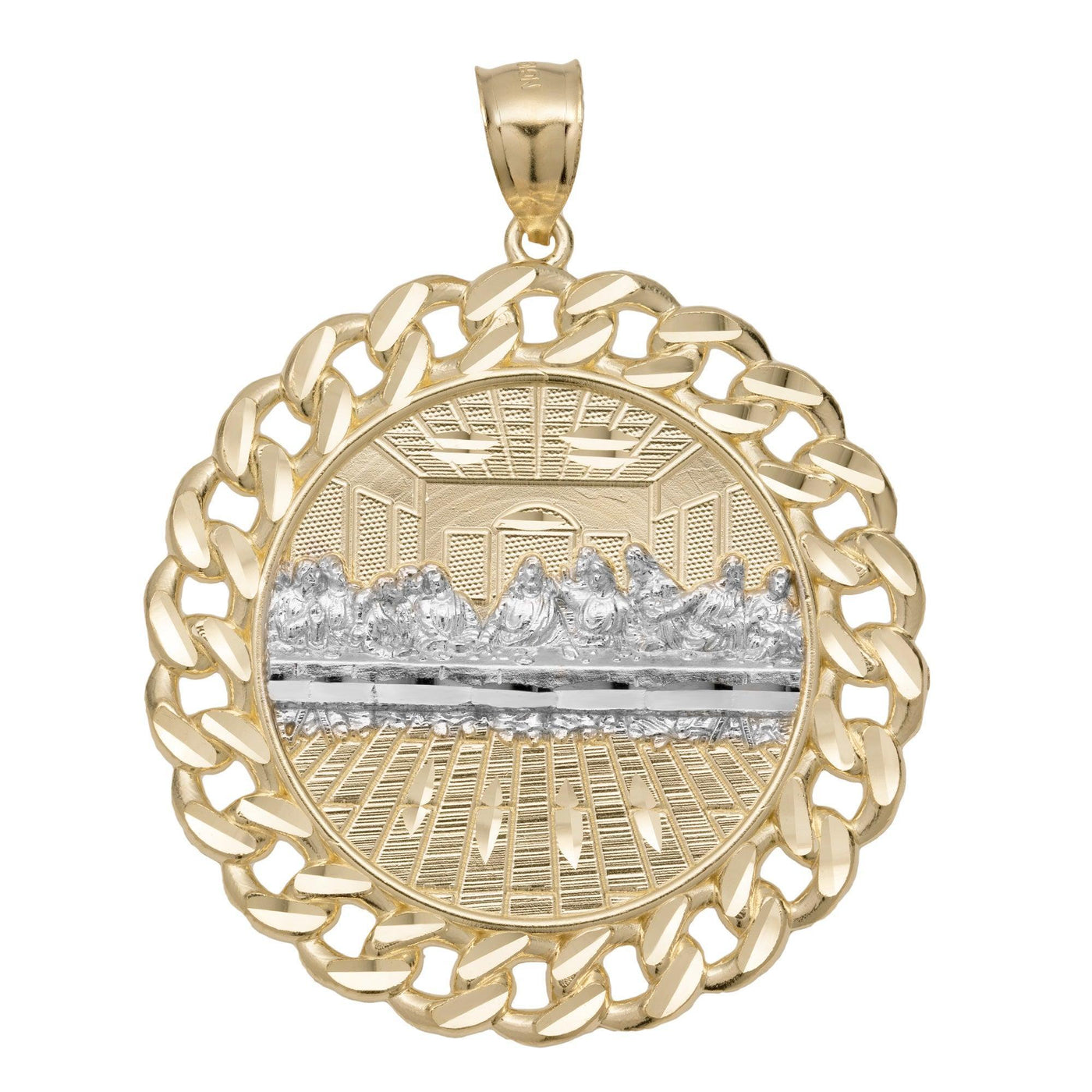 2 3/8" Last Supper Medallion Miami Cuban Pendant Solid 10K Yellow Gold - bayamjewelry