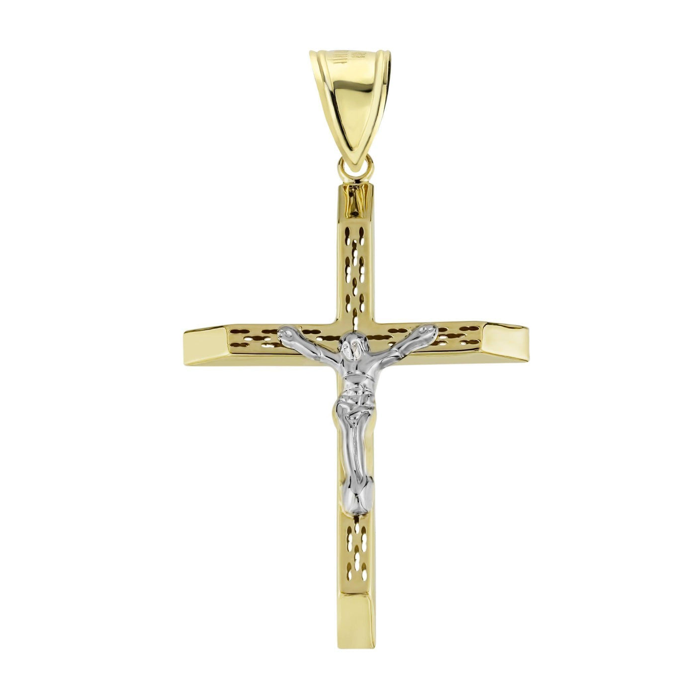 2.5" Huge Jesus Christ Crucifix Cross Pendant Charm 10K Yellow Gold - bayamjewelry