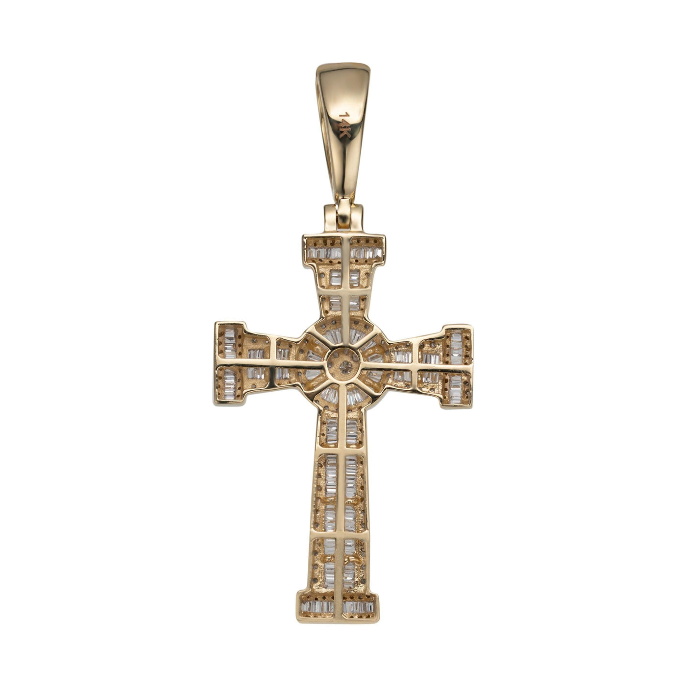 2" Cross Diamond Pendant 1.75ct 14K Yellow Gold - bayamjewelry
