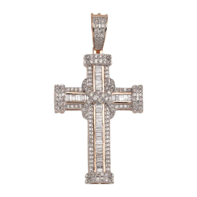 2" Cross Diamond Pendant 2.02ct 14K Rose Gold - bayamjewelry