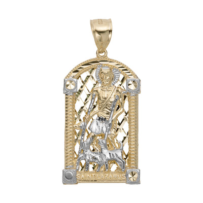 2" Diamond Cut Saint Lazarus Pendant 10K Yellow Gold - bayamjewelry