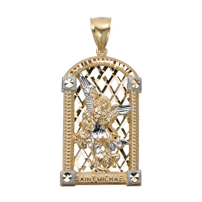2" Diamond Cut Saint Michael Pendant 10K Yellow Gold - bayamjewelry