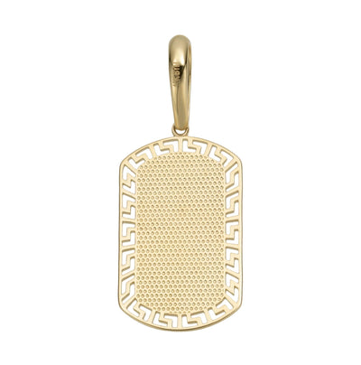 2" Greek Design Dog Tag Pendant Solid 10K Yellow Gold - bayamjewelry