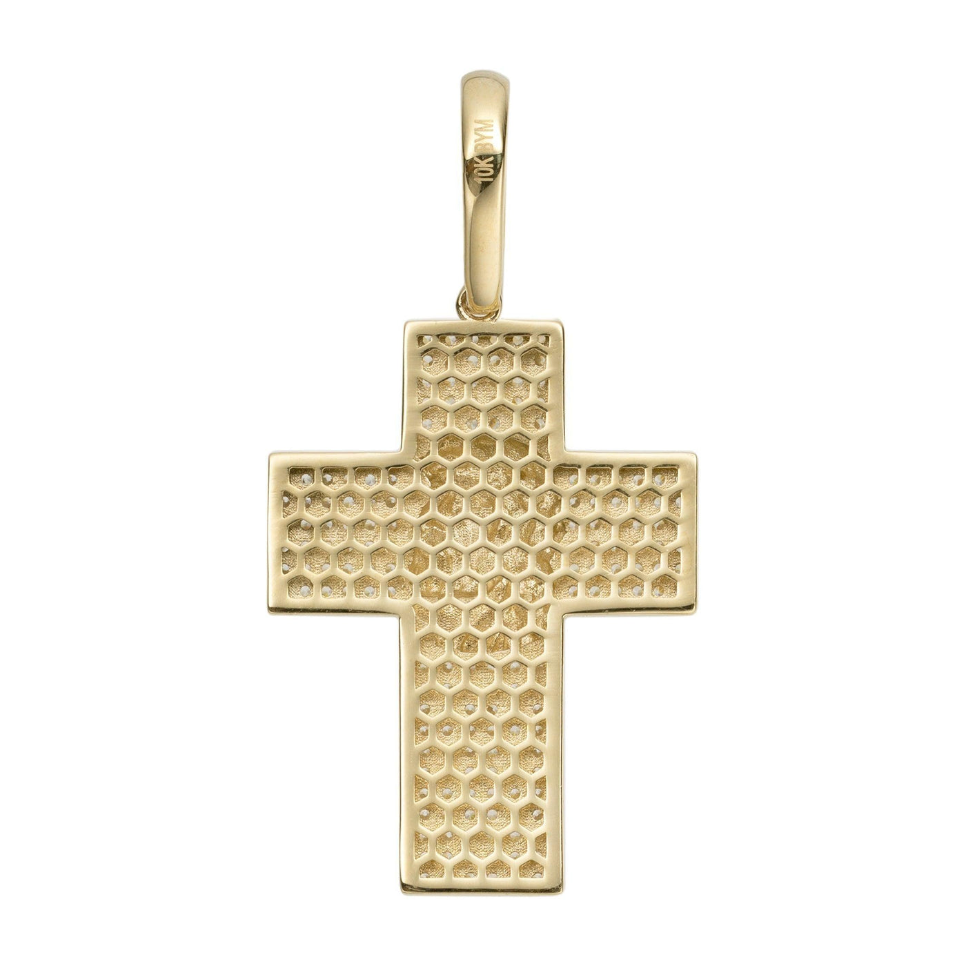 2" Jesus Head CZ Cross Diamond Cut Pendant 10K Yellow Gold - bayamjewelry