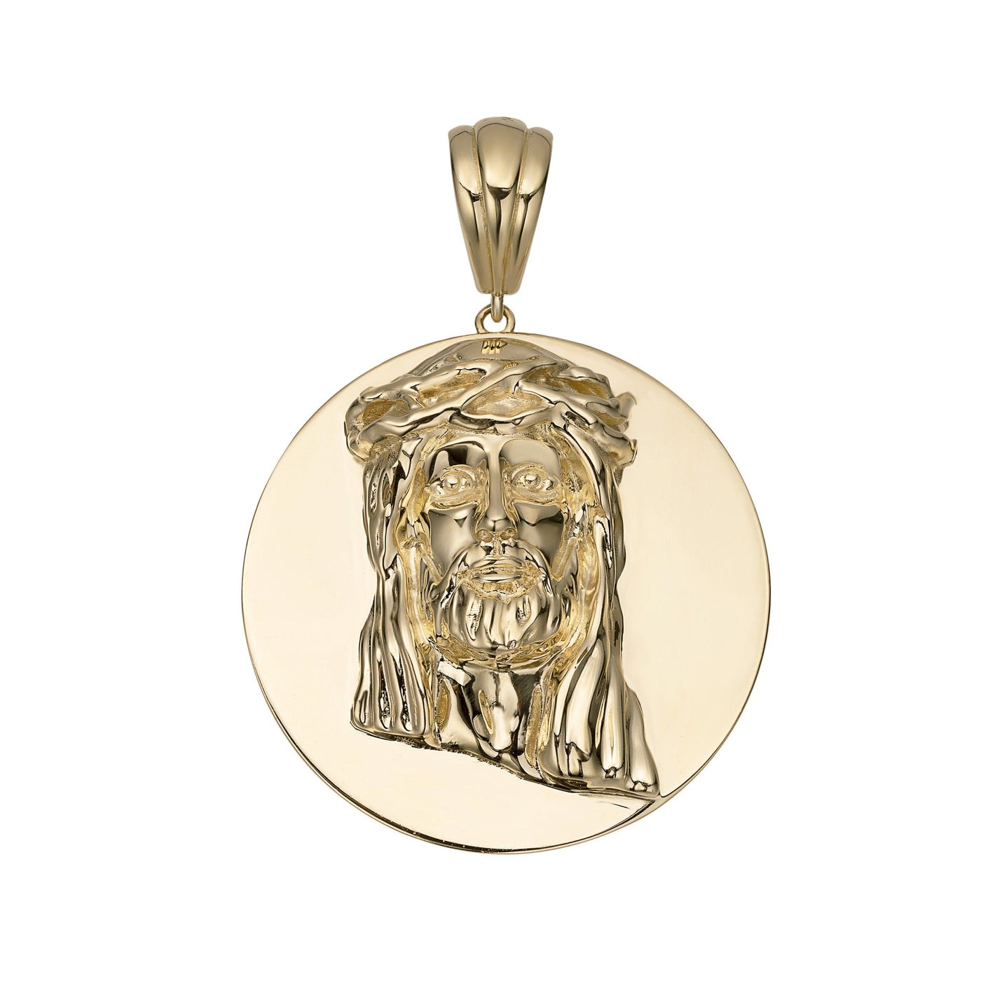 2" Jesus Medallion Pendant 14K Yellow Gold - bayamjewelry