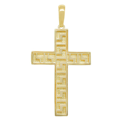 2" Polished Jesus Crucifix Cross Pendant Solid 14K Yellow Gold - bayamjewelry