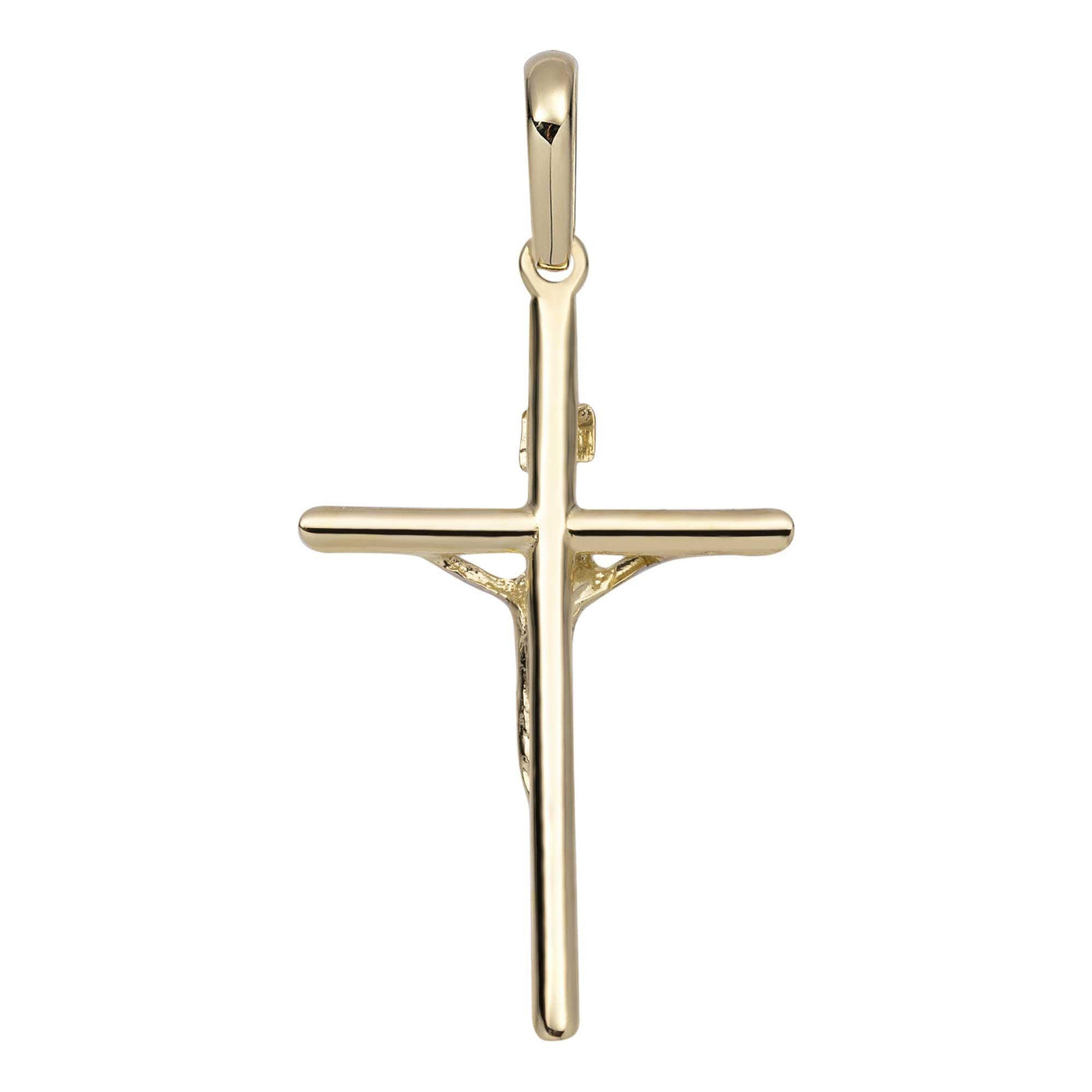 2" Shiny INRI Jesus Cross Crucifix Pendant 14K Yellow Gold - bayamjewelry