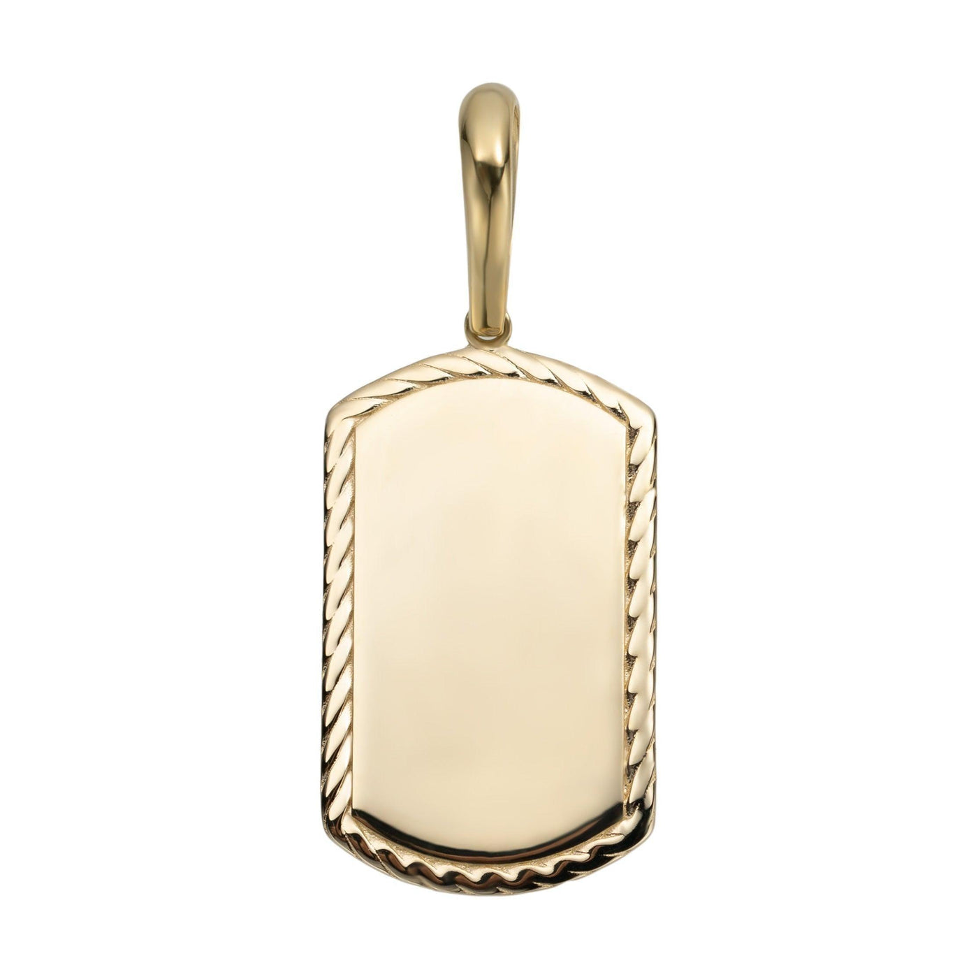 2" Textured Dog Tag Pendant Solid 10K Yellow Gold - bayamjewelry