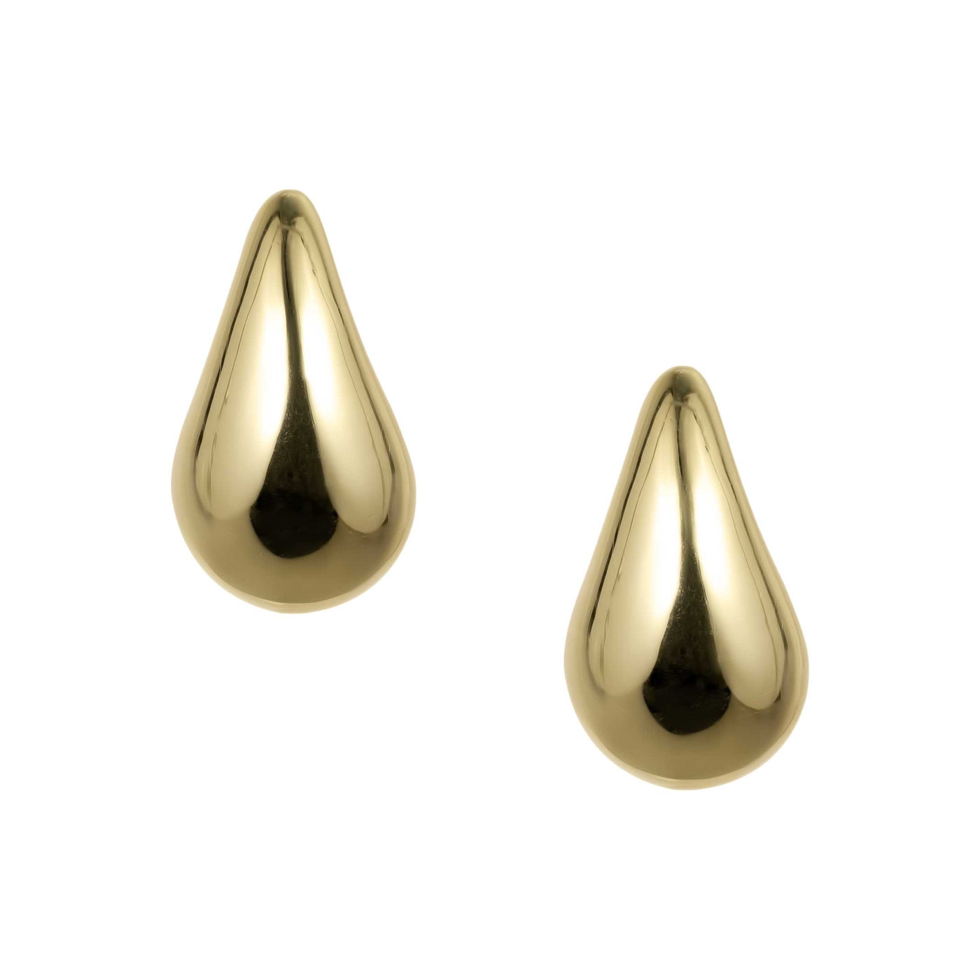 Women's Chunky Teardrop Stud Earrings 10K Yellow Gold