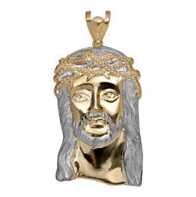 3 1/2" Jesus Head Charm Pendant 10K Yellow Gold - bayamjewelry